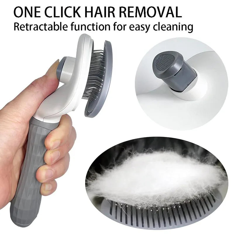 One-click retractable hair removal on the grooming brush