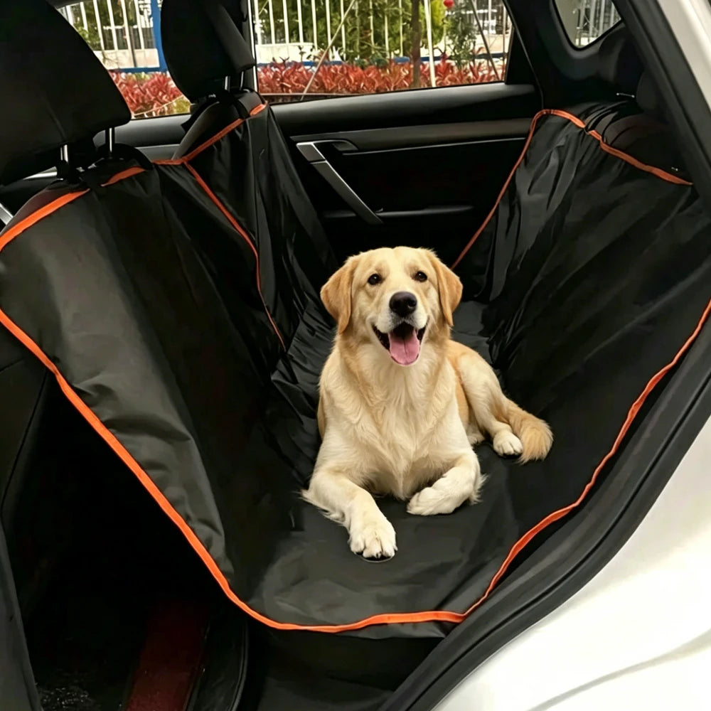 Golden retriever resting on the Car Dog Hammock in a back seat